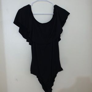 Stretchy bodysuit XL black orange kiss